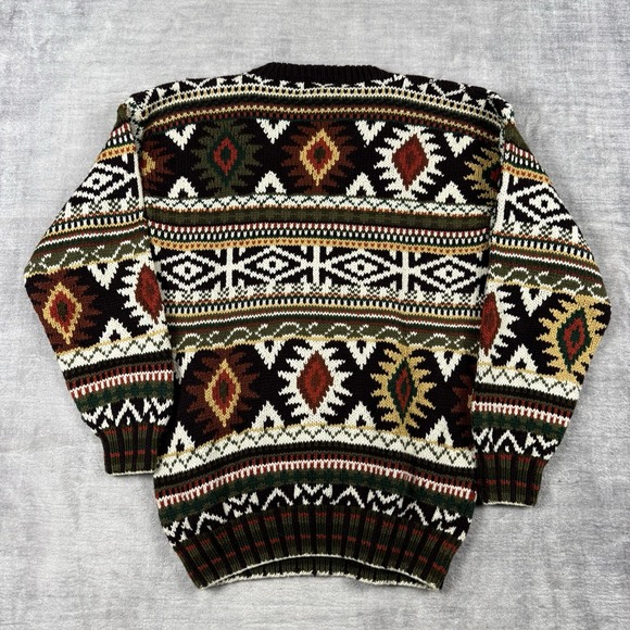 Gant Salty Dog Sweater Mens Medium White Vintage 90s Handknit Aztec Grandpa - Picture 5 of 9